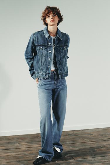 Zara TRF MID-RISE WIDE LEG JEANS - Blue
