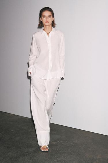 CAMISA LINO 100% ZW COLLECTION - Blanco de Zara