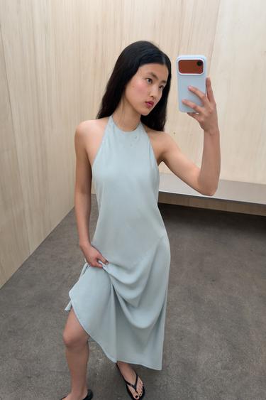 ROBE FLUIDE HALTER - Bleu clair de Zara - Image 2
