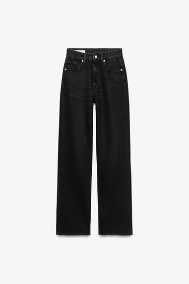 JEANS TRF WIDE LEG CINTURA ALTA COMPRIMENTO TOTAL - Preto da Zara
