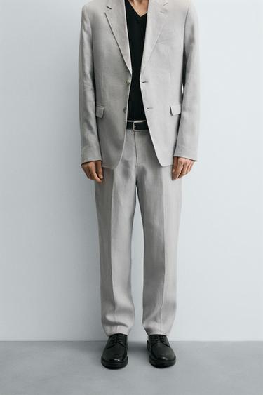 PANTALÓN TRAJE 100% LINO - Gris medio de Zara