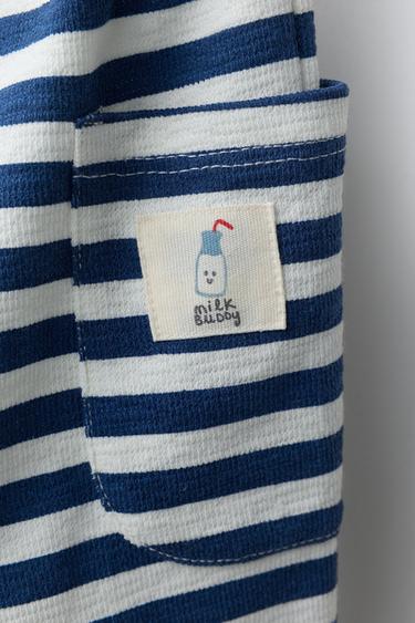 STRIPED JOGGERS WITH LABEL - Ecru / Blue by Zara - Image 3