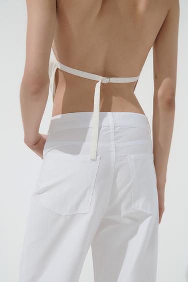 PANTALON DROIT BRODÉ - Blanc de Zara - Image 4