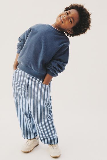 ДЖИНСЫ BAGGY В ПОЛОСКУ — Синий/Белый от Zara