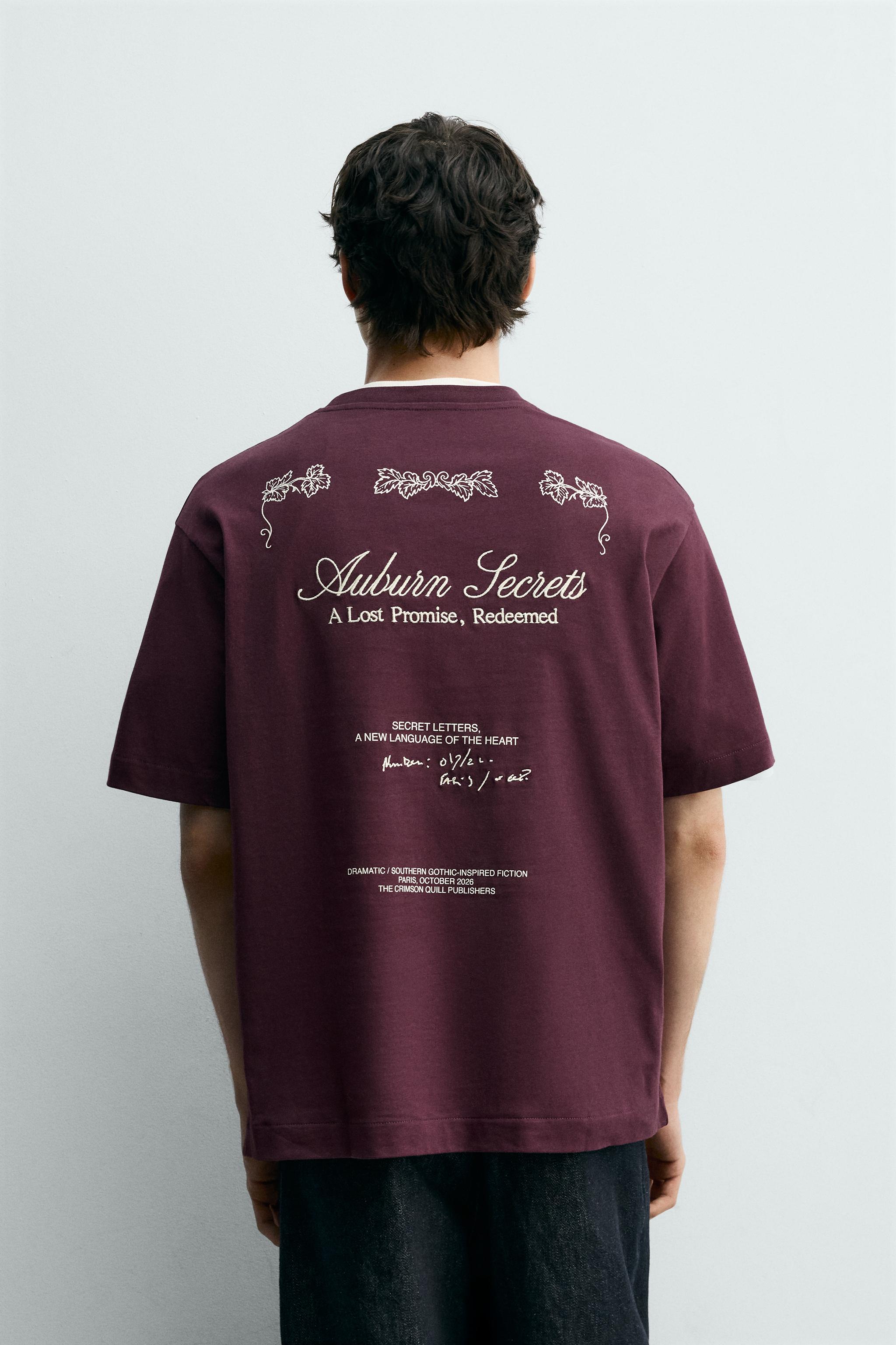 T-shirt bordeaux mezza manica tinta unita con logo piccolo stampato sul petto | Pellizzari