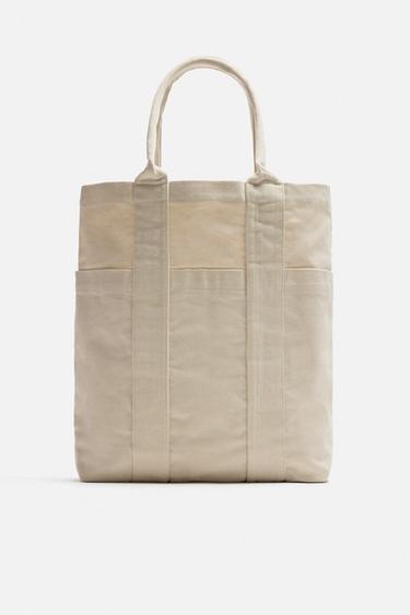 BOLSO SHOPPER TEJIDO - Blanco Crudo de Zara