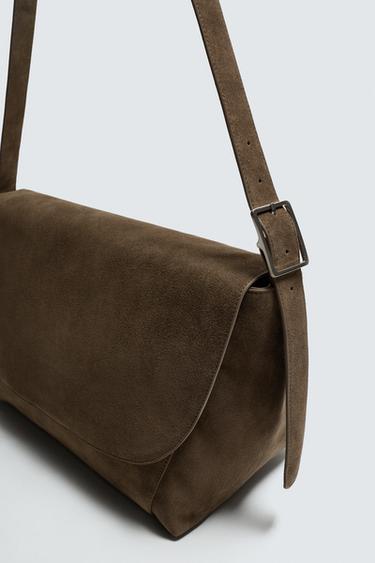 LEATHER CROSSBODY BAG - Brown by Zara - Image 4