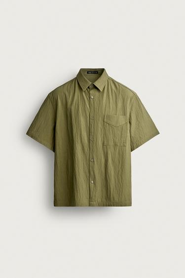 RELAXED FIT FLOWING SHIRT - Dark olive by Zara