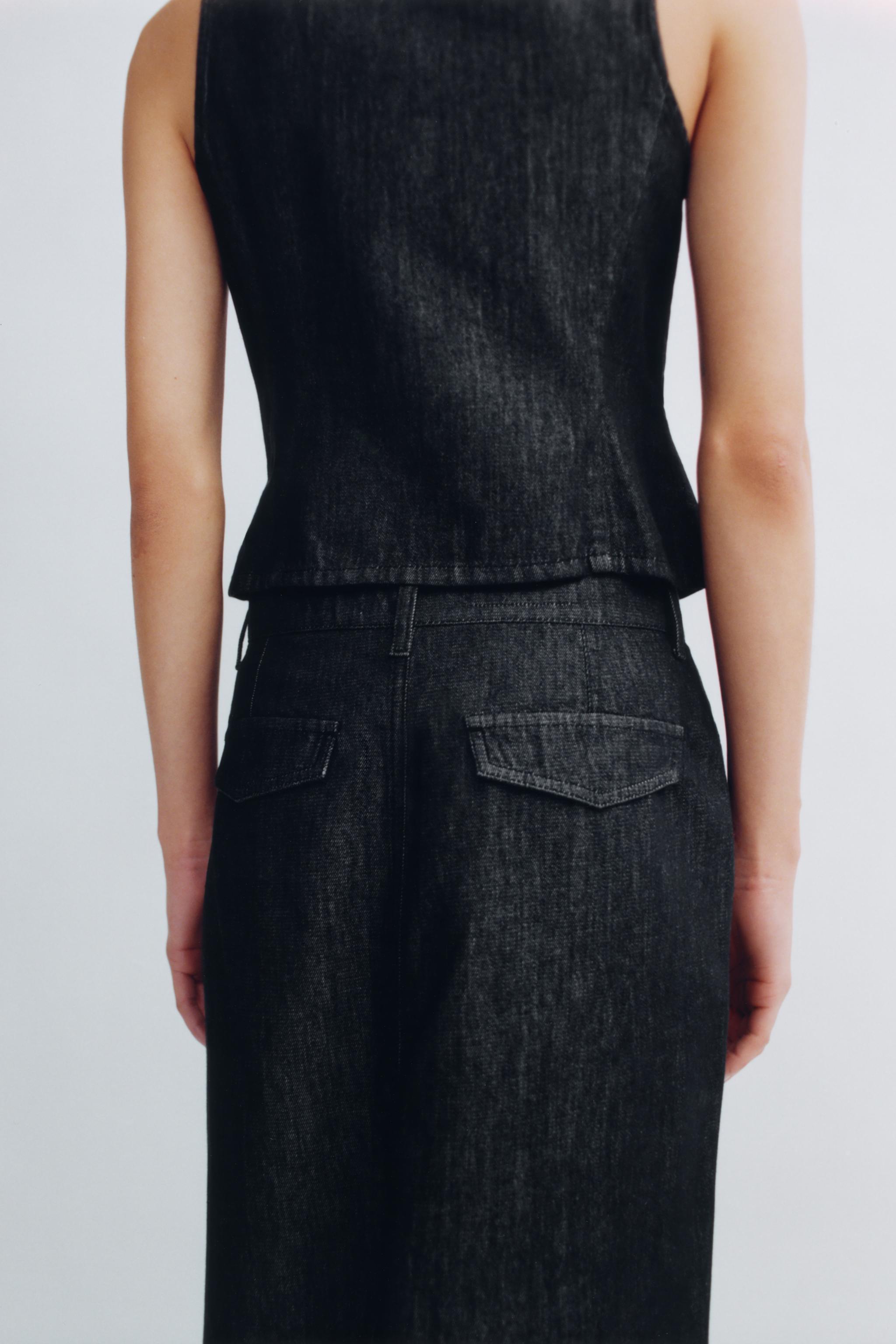 TRF DENIM MIDI SKIRT - Anthracite grey | ZARA United States