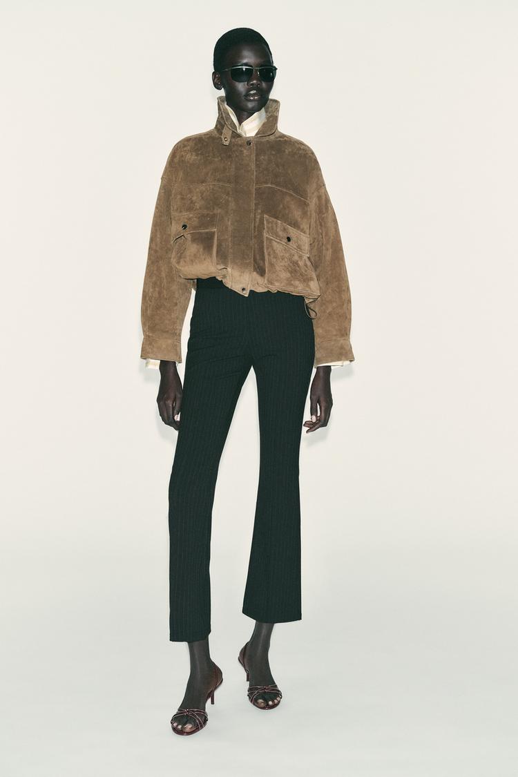 STRIPED MINI FLARE LEGGINGS Black ZARA United States - Main Image