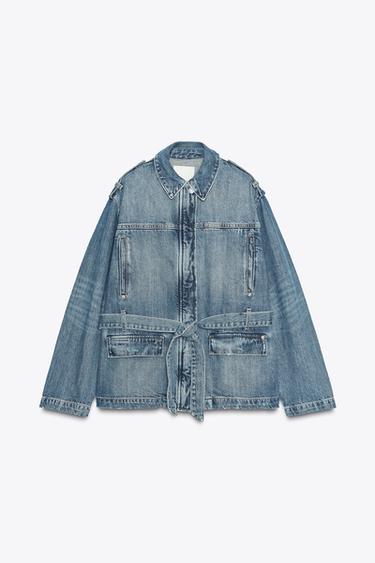 TRF LONG DENIM JACKET - Blue by Zara - Image 7