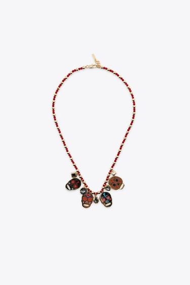 LOT DE 2 COLLIERS CRÂNES ÉMAILLÉS - Doré de Zara - Image 4