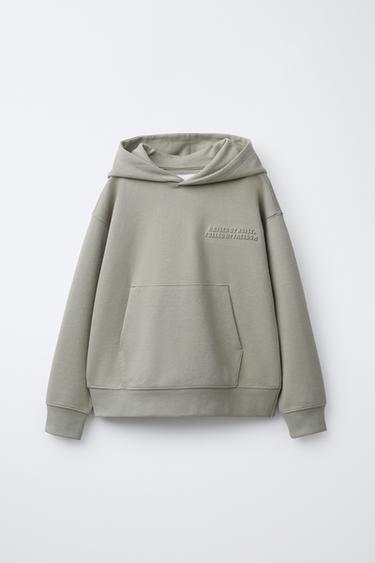 EMBOSSED TEXT INTERLOCK HOODIE AND JOGGERS SET - Beige by Zara - Image 1