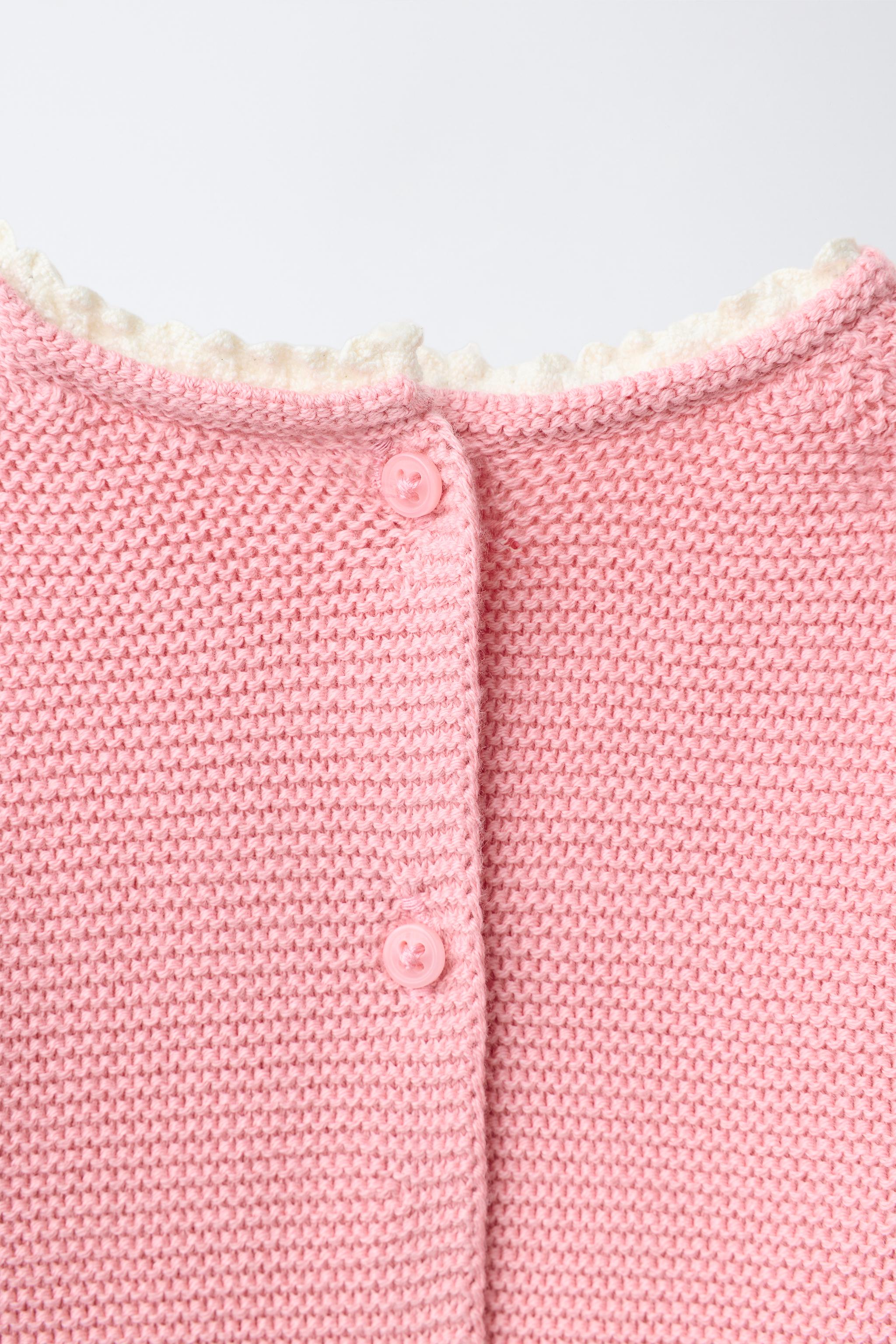 Детские свитеры Zara FLORAL EMBROIDERED AND LACE TRIM KNIT JUMPER — фото 4