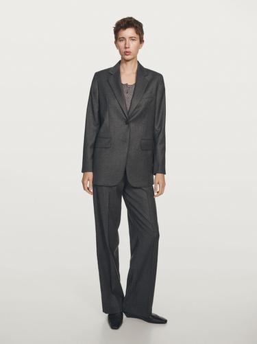 Americana traje franela 100% lana - Gris de Zara