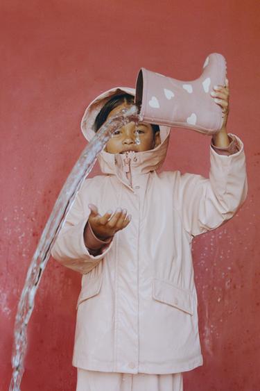 Zara HEART PRINT RAIN BOOTS - Pink - Image 0