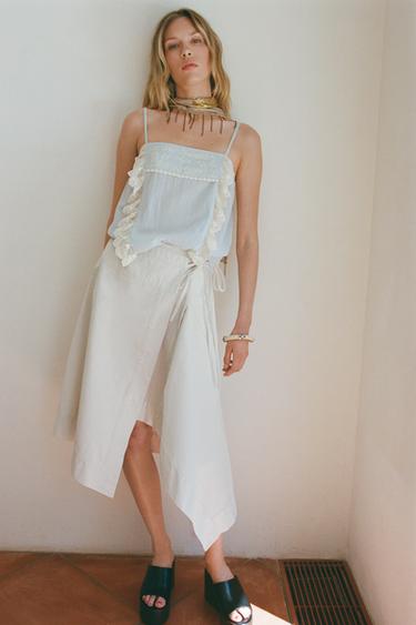SARONG SKIRT - Oyster-white by Zara