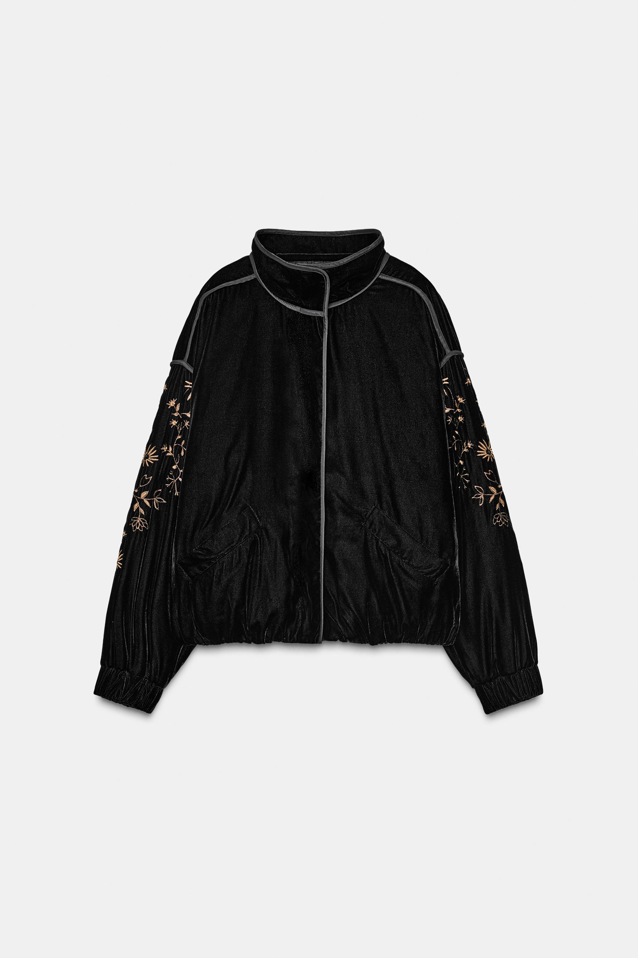 EMBROIDERED VELVET PADDED JACKET