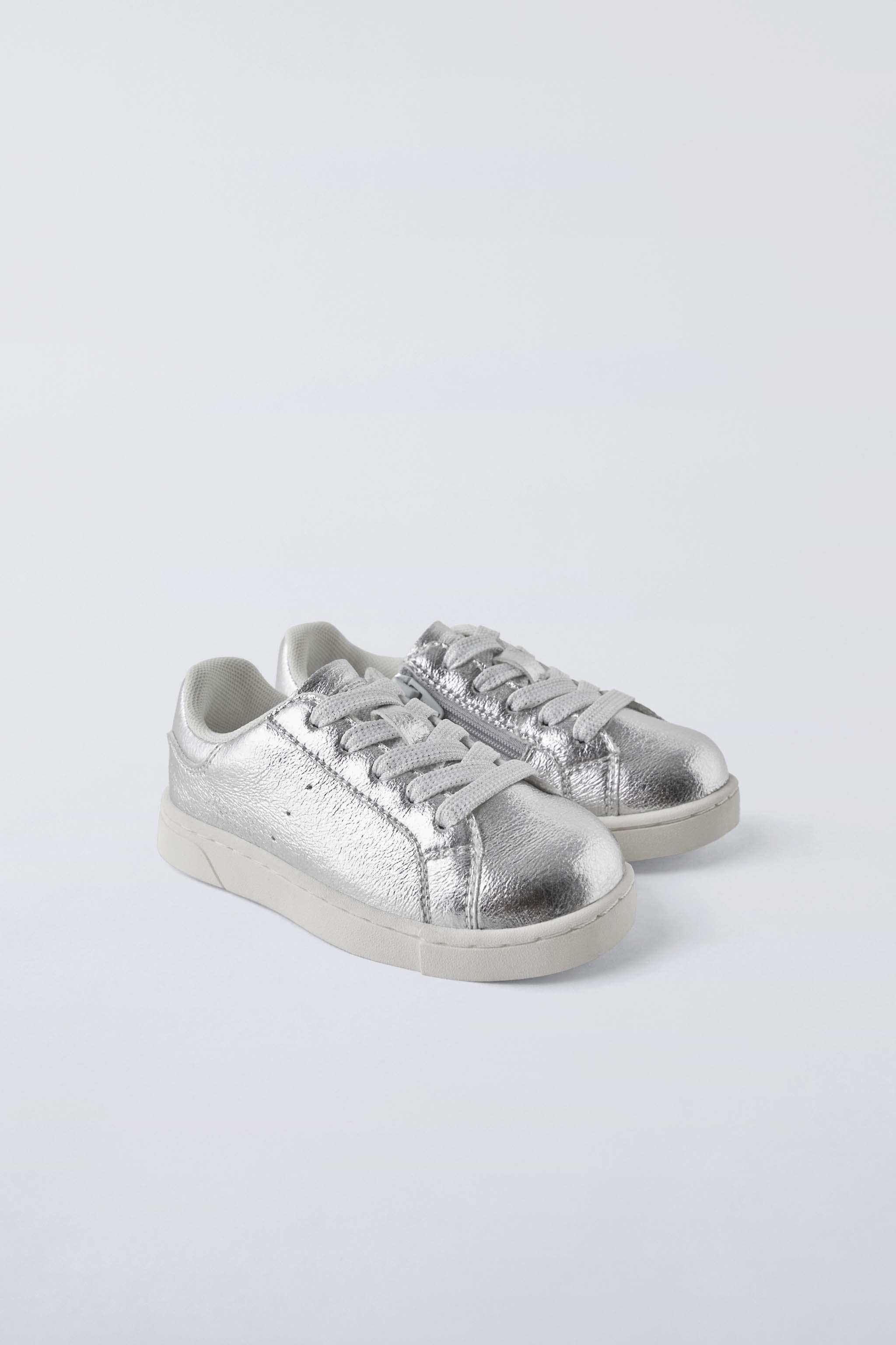 METALLIC SNEAKERS Silver ZARA United States
