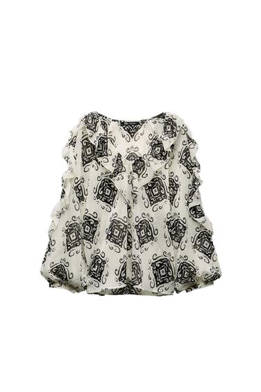 PRINTED BLOUSE WITH RUFFLES