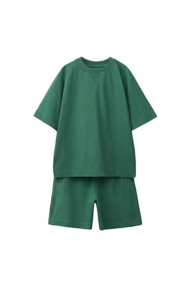T-SHIRT AND BERMUDA SHORTS SET - Mid-green de Zara