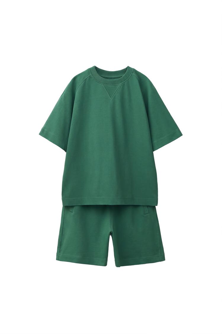 T-SHIRT AND SHORTS SET — Mid-green