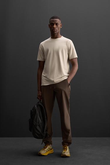 Zara RELAXED TRAINING T-SHIRT - Beige