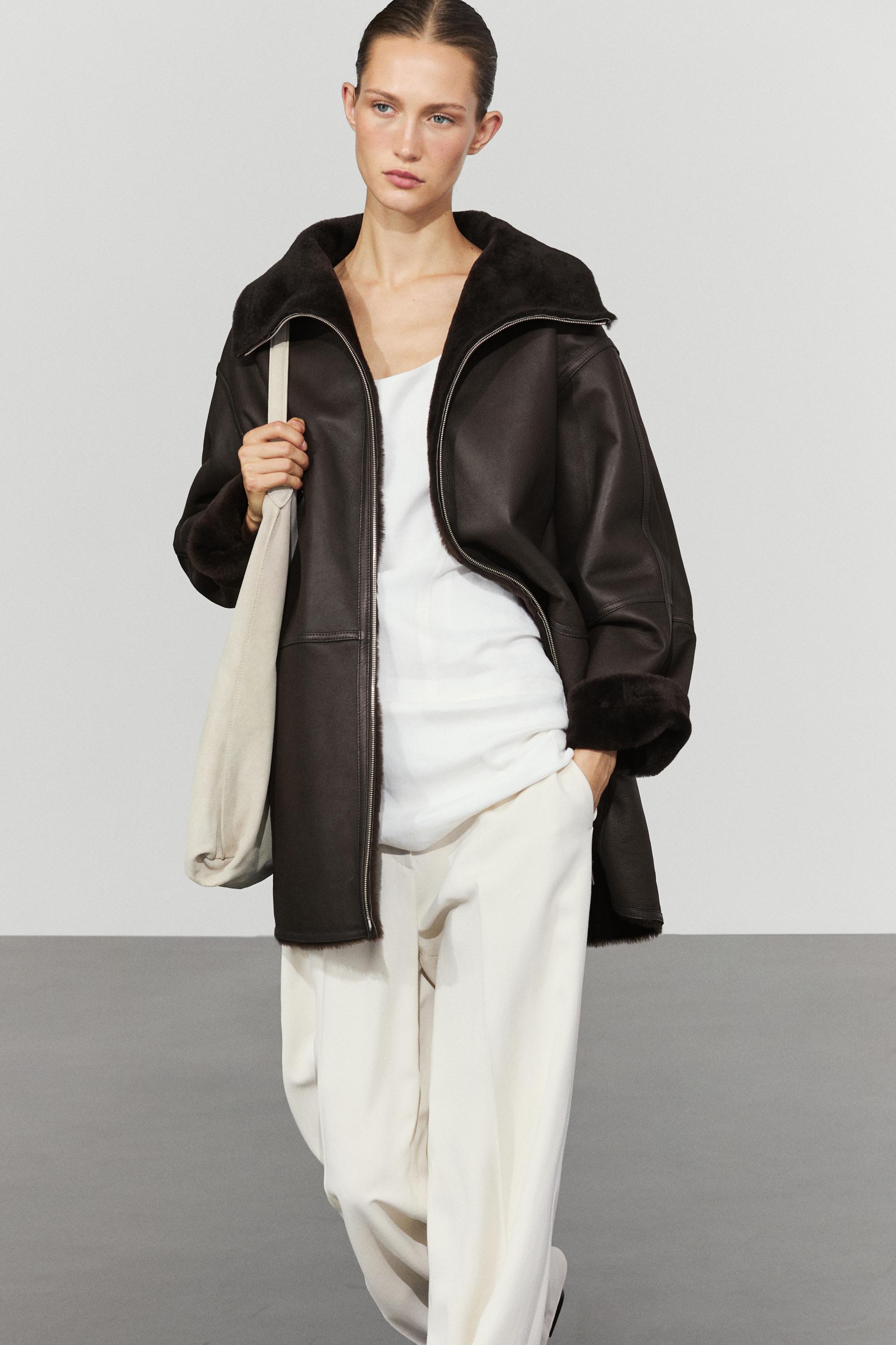 Double-faced lambskin fur coat — Brown