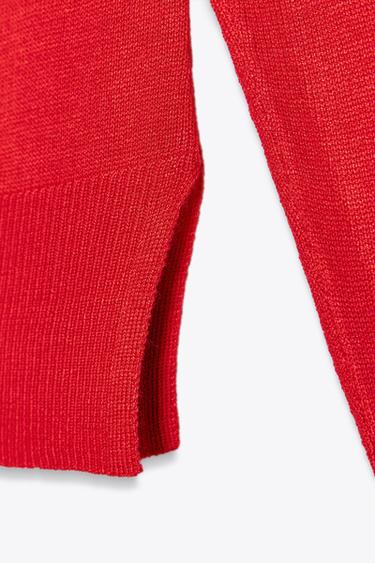 Zara FINE KNIT SWEATER - Red