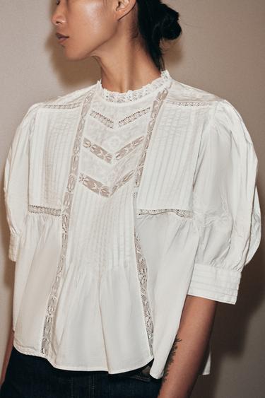CHEMISE BRODERIES ZW COLLECTION - Écru de Zara - Image 4