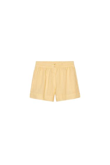 100% LINEN SHORTS ZW COLLECTION - Pastel yellow by Zara
