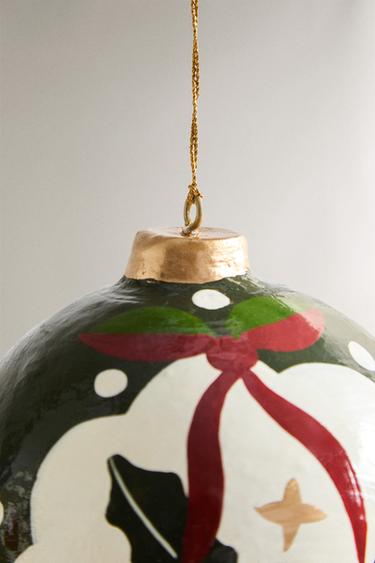 PAPER HOLLY BAUBLE CHRISTMAS TREE DECORATION - Green by Zara - Image 3