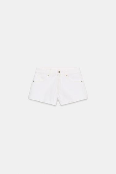 Zara MID-RISE MINI DENIM TRF SHORTS - Oyster-white