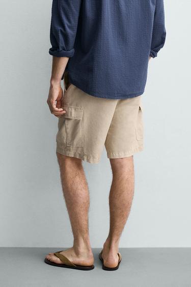 SHORT CARGO COTON ET LIN - Beige clair de Zara - Image 2