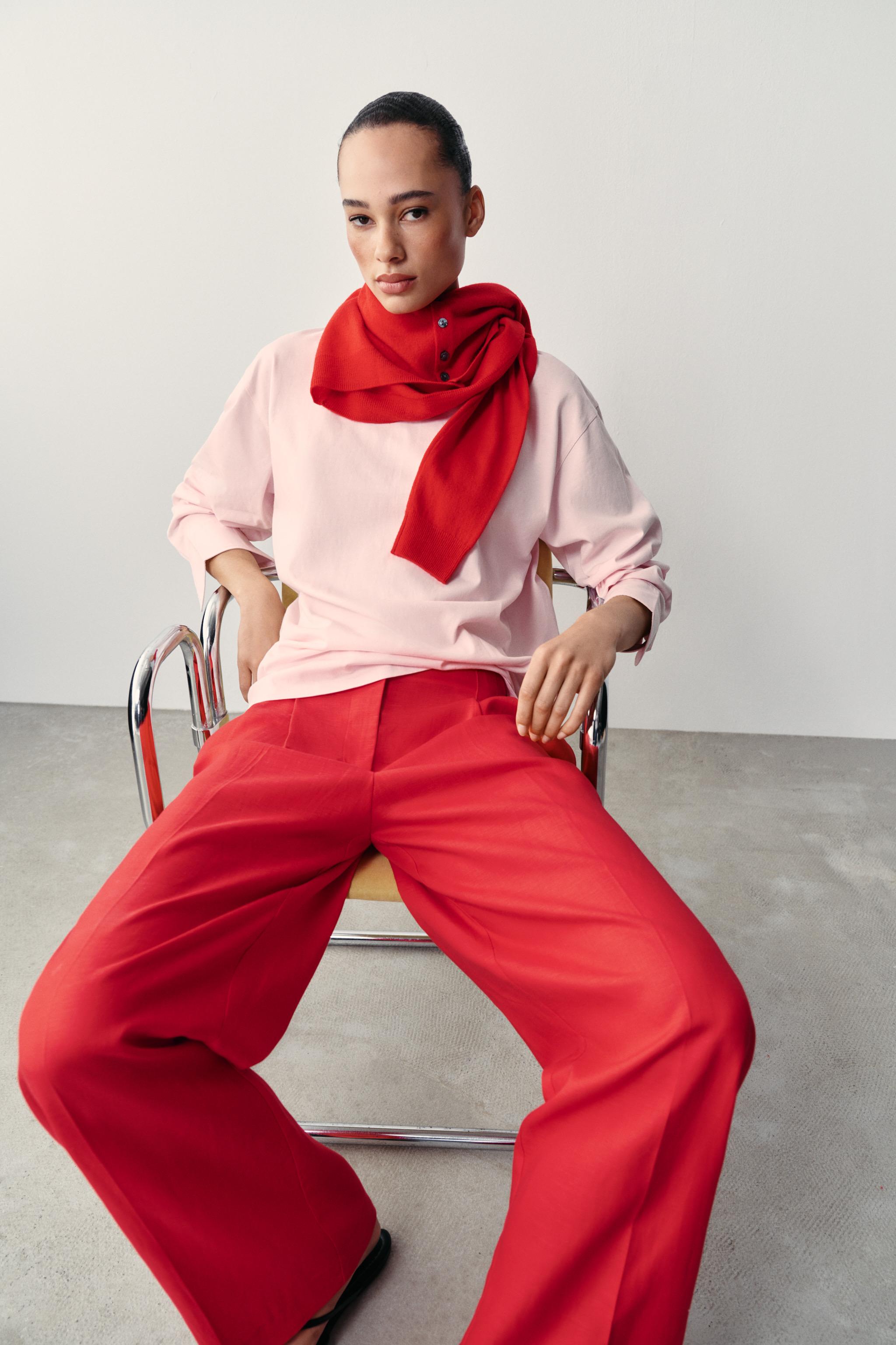 Женские футболки Zara COMBINATION LONG SLEEVE T-SHIRT — фото 7