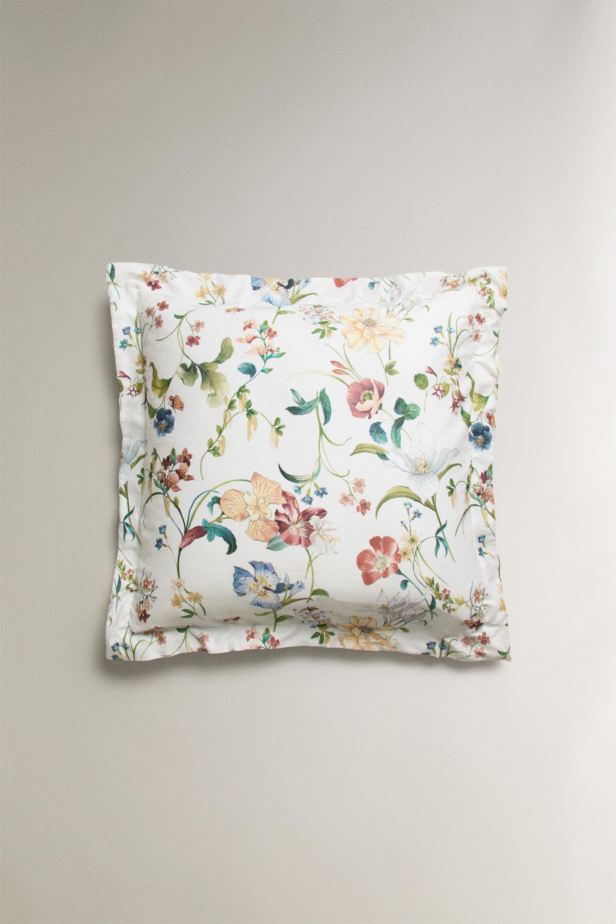 FLORAL PRINT PILLOWCASE Oyster white ZARA United Kingdom