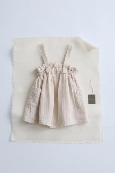 TIMELESZ – TEXTURED STRAP PINAFORE DRESS - Sand by Zara - Image 0