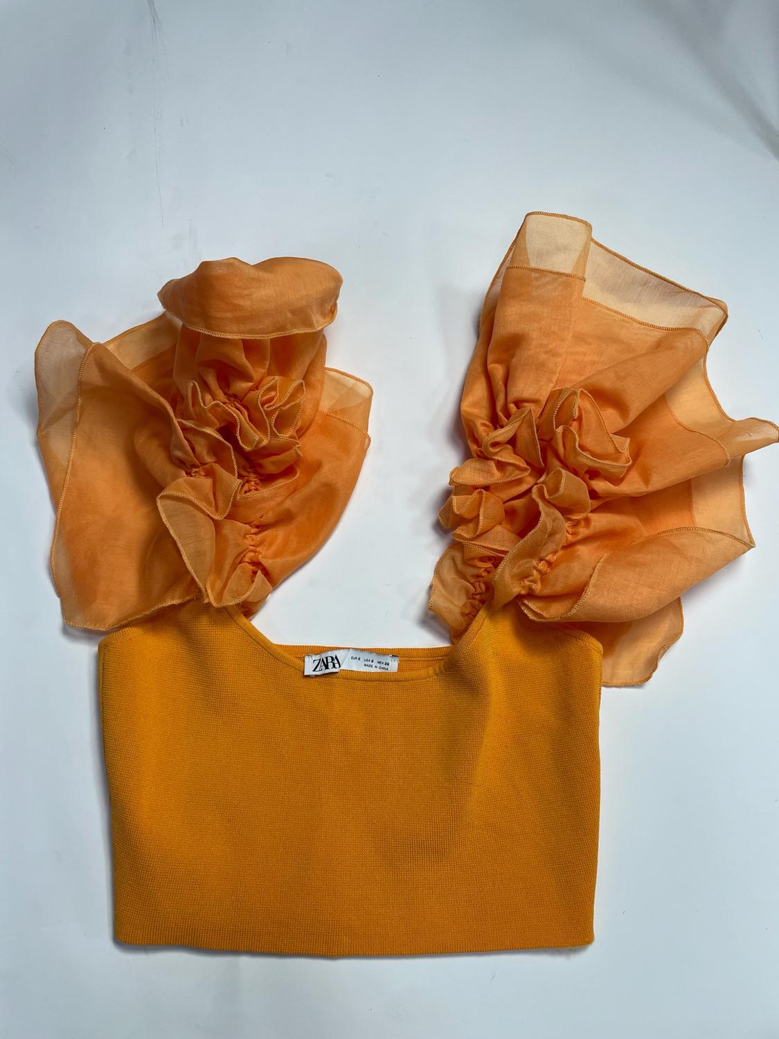 KNIT TOP WITH ORGANZA TRIMS - Image 3