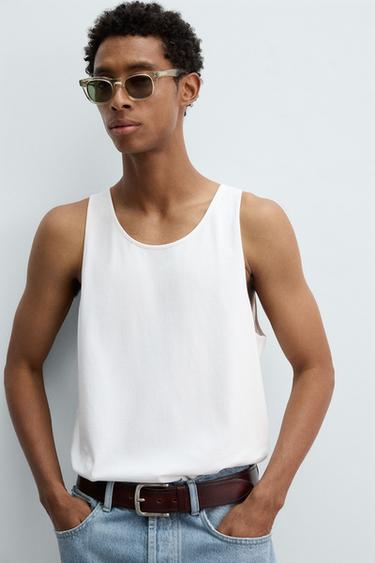 RELAXED FIT TANK TOP - White by Zara - Image 4