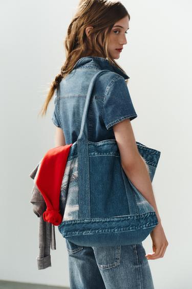 DENIM EFFECT TOTE BAG - Denim Blue by Zara