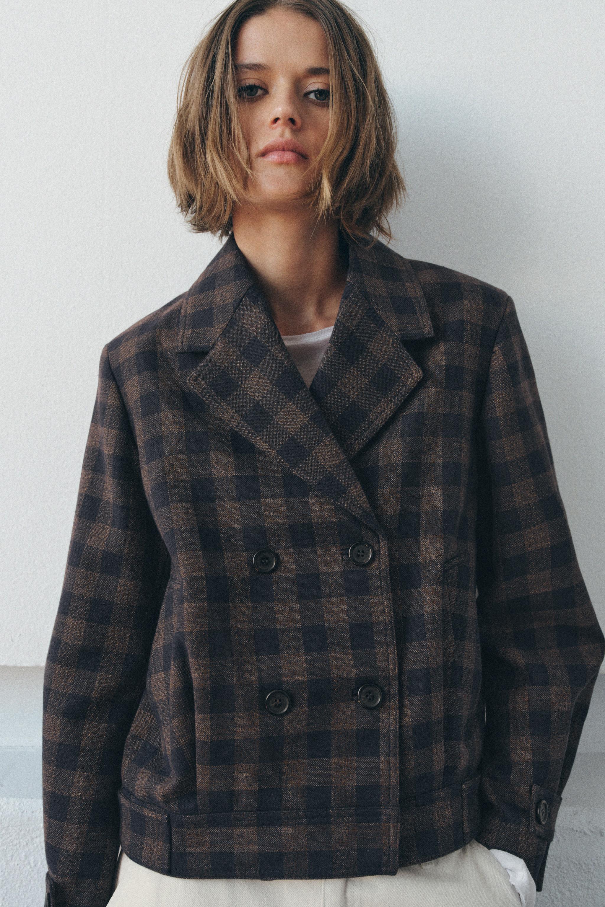 ZW COLLECTION CHECKED DOUBLE-BREASTED JACKET