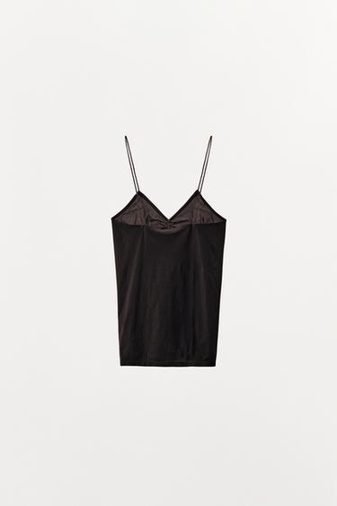 TOP BAS DÉCOLLETÉ FRONCÉ - Marron foncé de Zara - Image 3