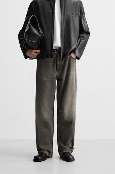 BAGGY JEANS WITH SEAM DETAIL - Dark brown by Zara