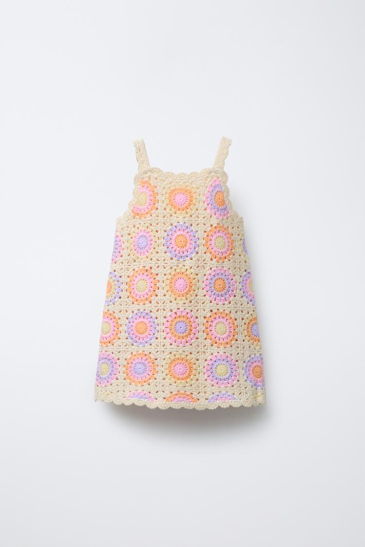 VESTIDO PUNTO CROCHET Rosa pastel ZARA Chile