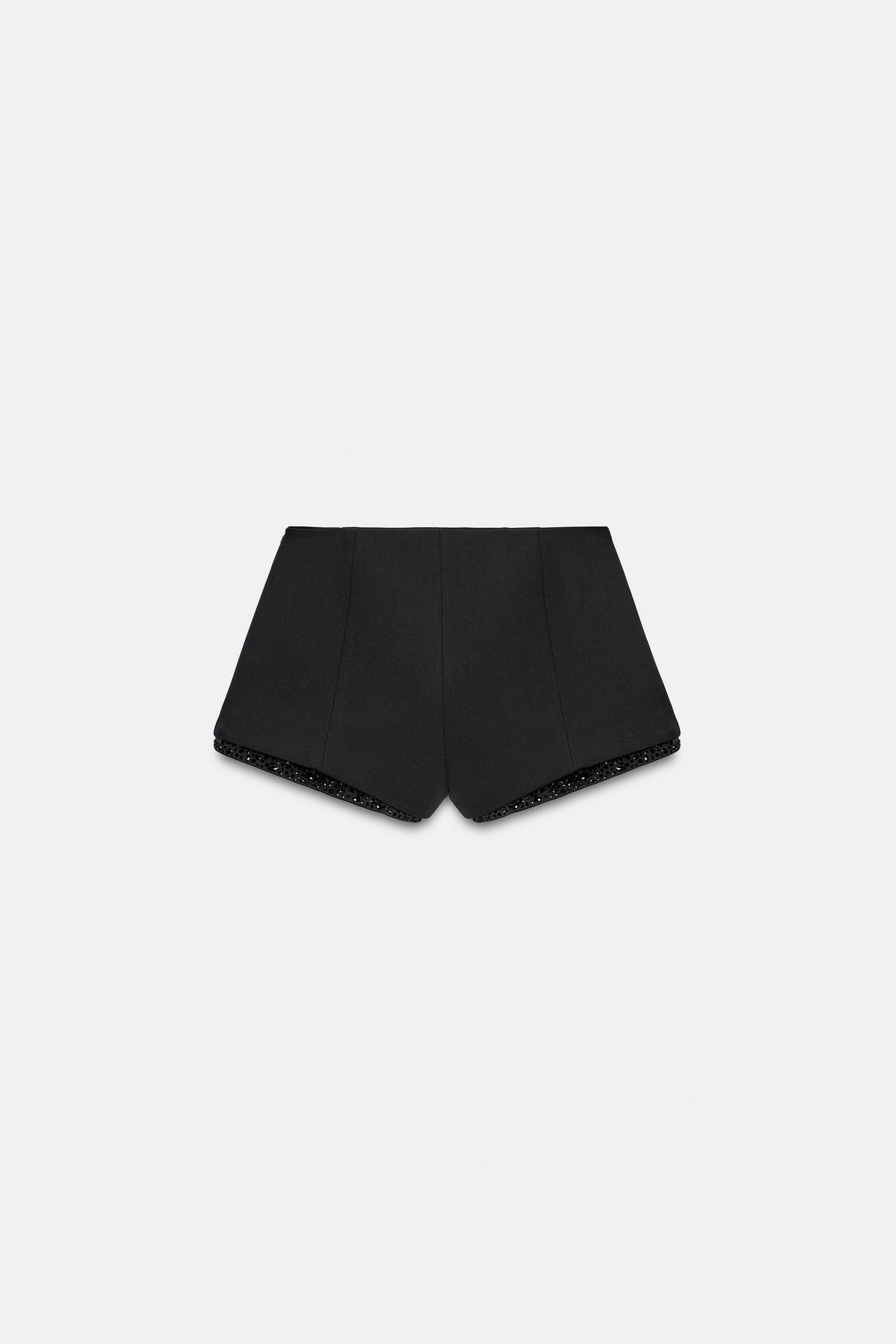 Женские шорты Zara High-Rise Beaded, цвет: Чёрный — фото 7