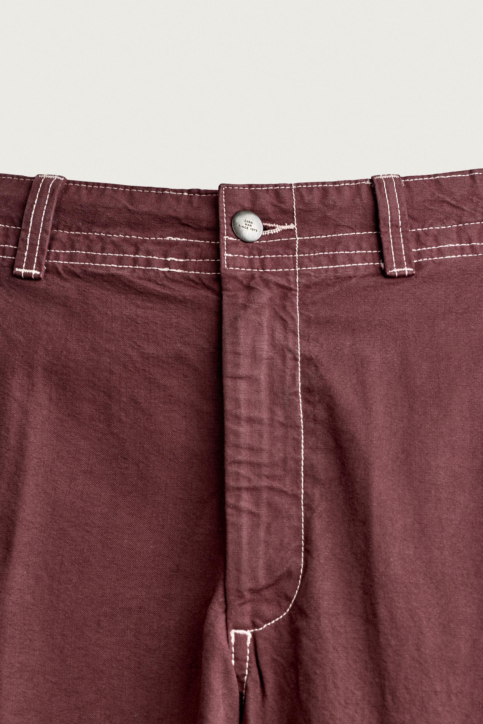 PANTALON CARGO COUPE DÉCONTRACTÉE À SURPIQÛRES
