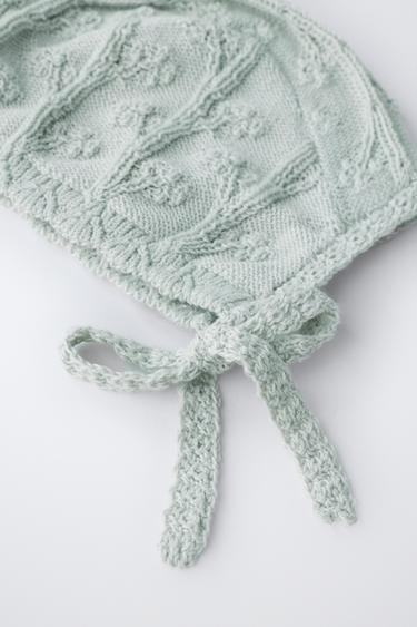 BONNET EN MAILLE AVEC LIN - Vert pastel de Zara - Image 2