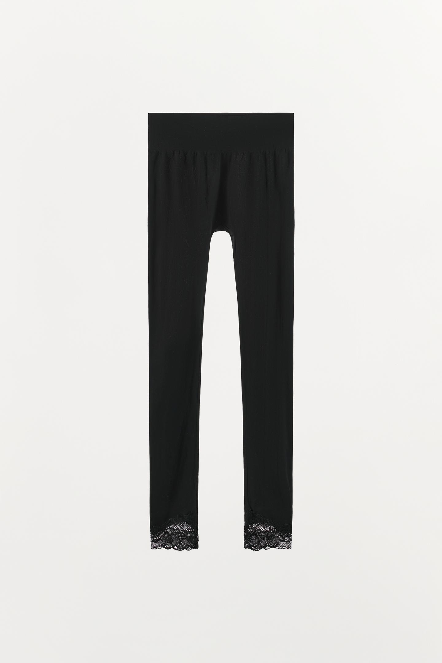 Женские леггинсы Zara Lace-Trim, цвет: Чёрный — фото 5