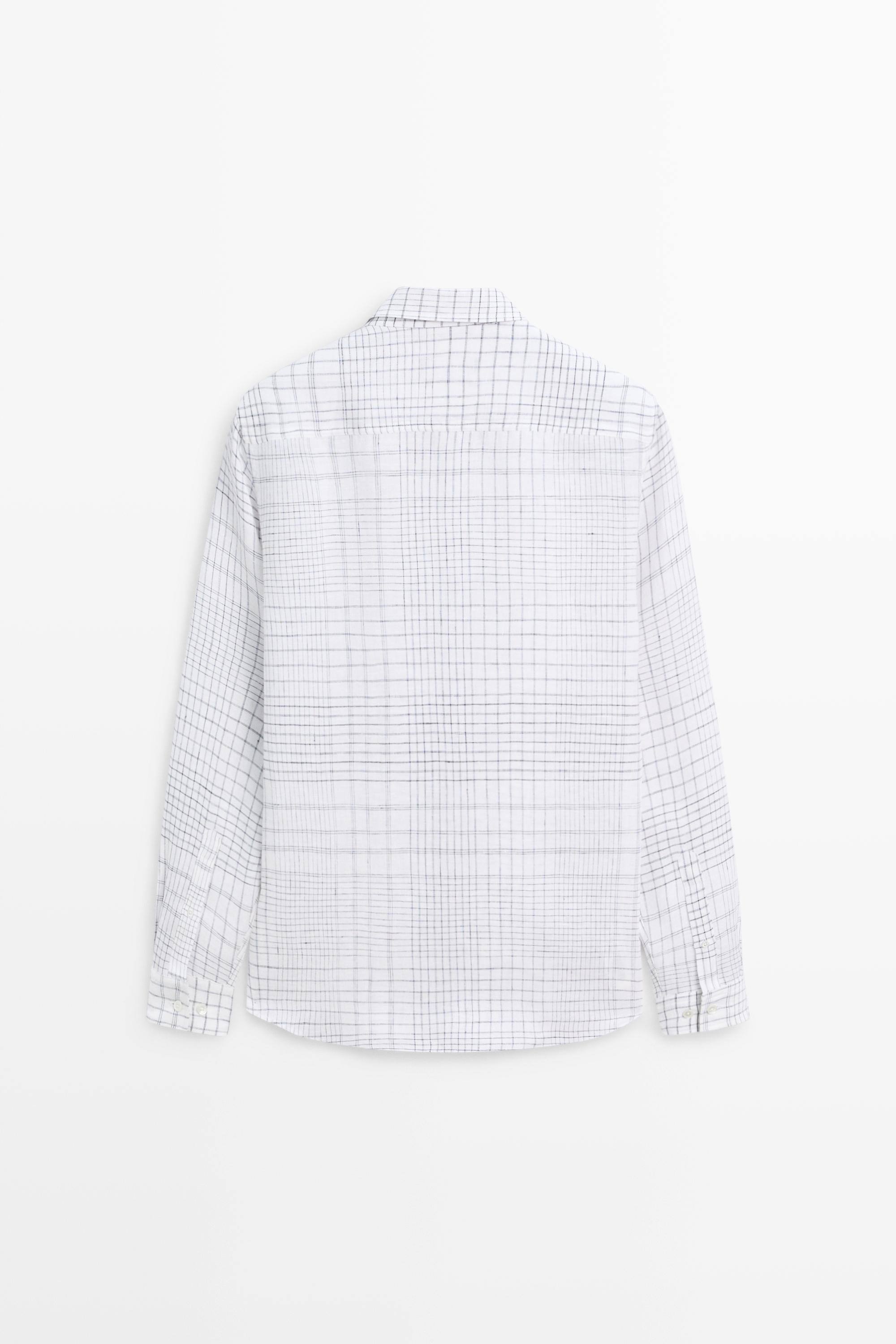 Chemise regular fit à carreaux 100 % lin