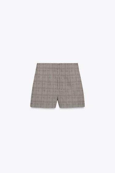Zara PLAID SHORTS ZW COLLECTION - Blue gray